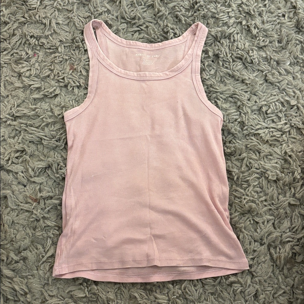 American Eagle Pink Ribbed Tank Top